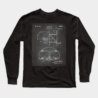 Basketball Net Patent - Basketball Fan Coach Player Art - Black Chalkboard Long Sleeve T-Shirt